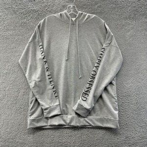 Hank & Henry Hoodie Women's Large Gray "Simply Obsessed" Lightweight Hoodie